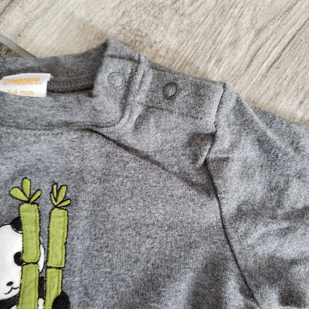 Gymboree VGUC 3-6 months gray panda embroidered one piece romper - Picture 6 of 6